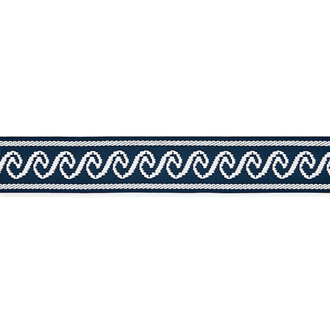 Wave Tape/Indigo T3313-004 by Scalamandre Trim Designer Trim STOCKED AT 100% POLYOLEFIN UNITED KINGDOM HEAVY DUTY Horizontal: 1.125" and Vertical: 2.375" - Swanky Fabrics -