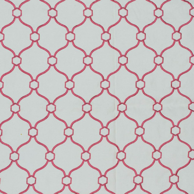 Picardie Trellis Coral by RM CoCo Designer Fabric Finishing Touches Vol 8 32% Viscose 30% Polyester 26% Linen 12% Rayon See Sample 60000 Horizontal: 3.755 55  - Swanky Fabrics -