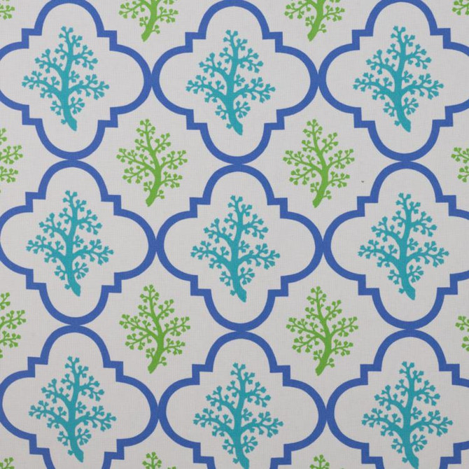 Coral Garden Io Turquoise by RM CoCo Designer Fabric Veranda 100% Polyester - Dry clean only Horizontal: 9 and Vertical: 9 54 - Swanky Fabrics -
