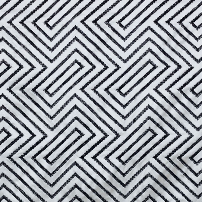 Kabuki Fret Navy by RM CoCo Designer Fabric 2018 Spring - Prive Collection 60% Cotton 40% Polyester Embroidery: 100% Viscose See Sample 0 Horizontal: 8.1257.75 54  - Swanky Fabrics -