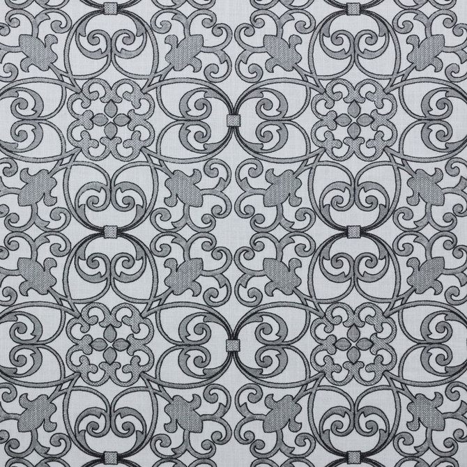 Bienville Pewter by RM CoCo Designer Fabric 2018 Spring - Prive Collection 70% Viscose 30% Linen Embroidery: 74% Viscose 26% Cotton See Sample 0 Horizontal: 13.12512.125 56  - Swanky Fabrics -