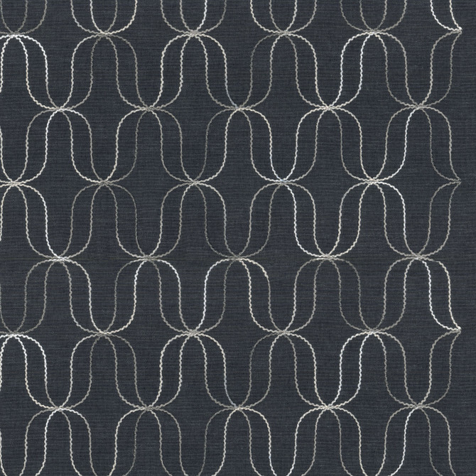 Acoustic Emb Onyx 180052 by Novogratz Designer Fabric - Base:76% Polyester 24% Cotton Embroid:100% Polyester INDIA 9000 Horizontal: 2.75 and Vertical: 4.75 54 - Swanky Fabrics -