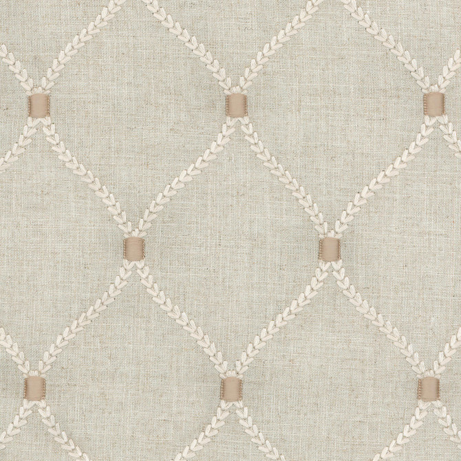 Deane Embroidery Flax 700094 by Williamsburg Designer Fabric - 70% Rayon 30% Linen Embroid:100% Rayon INDIA 39000 Horizontal: 4.25 and Vertical: 6.25 54 - Swanky Fabrics -