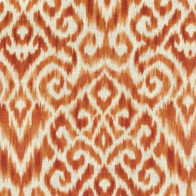 Thompson Ikat Persimmon Srd 750572 by Williamsburg Designer Fabric - 55% Linen 45% Cotton CHINA Horizontal: 6.75 and Vertical: 27 54 - Swanky Fabrics -