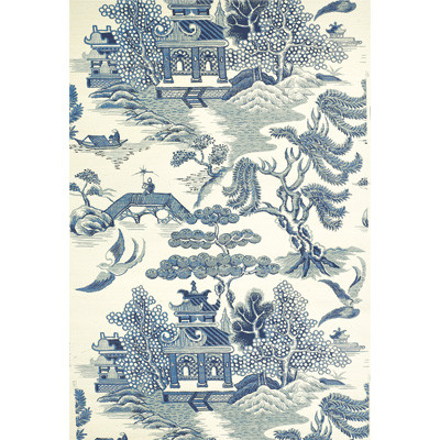 Willow Lake Blue/Cream by Lee Jofa Designer Wallcovering