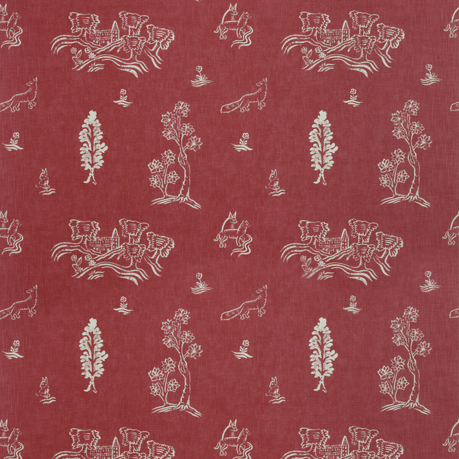 Friendly Folk Huntsman Red by Kravet Couture Designer Fabric ANDREW MARTIN KIT KEMP VISCOSE - 82%;LINEN - 18% United Kingdom HEAVY Horizontal: 10.5 and Vertical: 10 54.5 - Swanky Fabrics -
