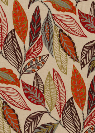 Forest Leaves Red/Plum by Mulberry Designer Fabric