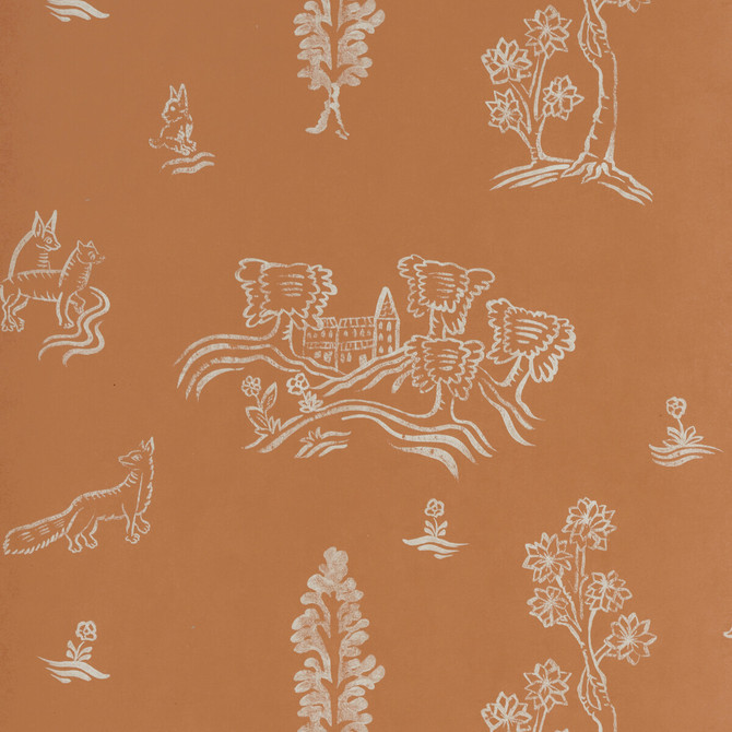 Wychwood Melon Orange by Kravet Couture Designer Wallcovering ANDREW MARTIN KIT KEMP WOOD PULP - 45%;BINDER - 20%;MINERAL FILLERS - 20%;POLYESTER - 15% United Kingdom Horizontal: 8 and Vertical: 7 20.5 - Swanky Fabrics -