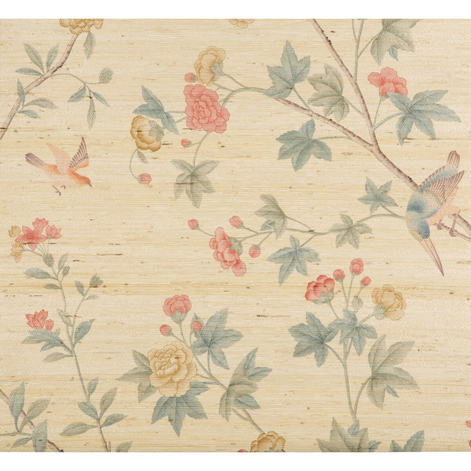 Beaujeu Gc Petal/Jade by Lee Jofa Designer Wallcovering AERIN WALLPAPERS SISAL - 100% United Kingdom - Horizontal: 108 and Vertical: 108 108 - Swanky Fabrics -