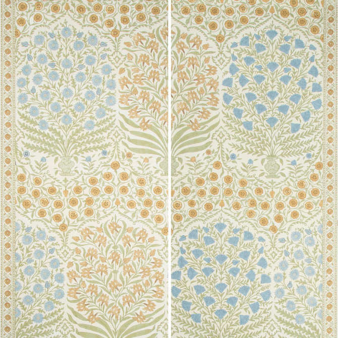 Sameera Paper Sapphire/Gold by Lee Jofa Designer Wallcovering OSCAR DE LA RENTA WALLPAPER CELLULOSE - 75%;POLYESTER - 25% United States Horizontal: 54 and Vertical: 62 54 - Swanky Fabrics -