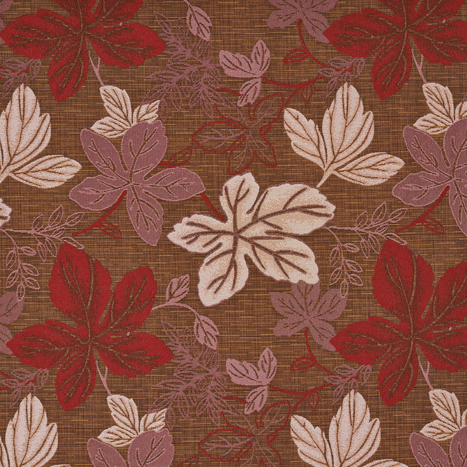 1392 Rosewood Leaf by Charlotte Designer Fabric Urban Gardens 100% Woven Polyester Asia Exceeds 48,000 Wyzenbeek Rubs (Heavy Duty) Horizontal: 14.75" x Vertical: 14" 54 Inches - Swanky Fabrics -