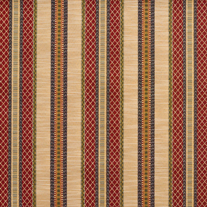 1988 Ecru Stripe by Charlotte Designer Fabric Tapestry Classics 70% Polyester, 30% Cotton Asia Exceeds 45,000 Wyzenbeek Rubs (Heavy Duty) Horizontal: 7.25" 54 Inches - Swanky Fabrics -