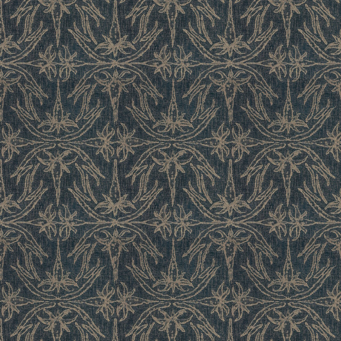 Lily Branch Midnight by Groundworks Designer Fabric ALLEGRA HICKS II COLLECTION VISCOSE - 53%;POLYESTER - 25%;COTTON - 22% Italy MEDIUM Horizontal: 13.75 and Vertical: 19.75 55 - Swanky Fabrics -