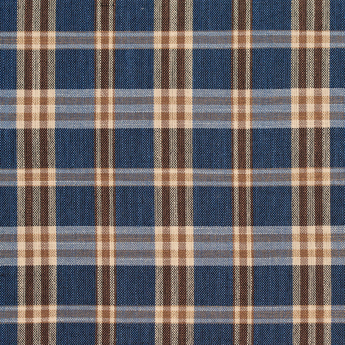 D155 Indigo Tartan by Charlotte Designer Fabric Clubhouse Collection 100% Woven Polyester Asia Exceeds 120,000 Wyzenbeek Rubs (Heavy Duty) Horizontal: 3.75" x Vertical: 3.75" 54 Inches - Swanky Fabrics -