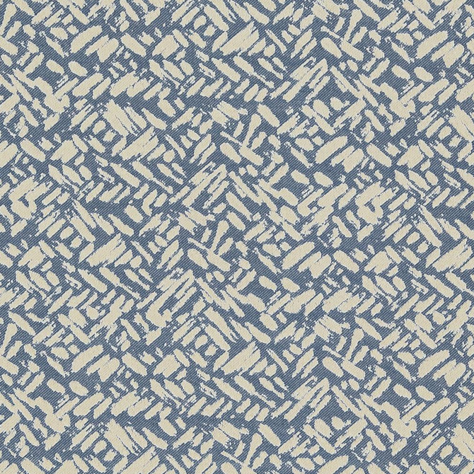 D915 Rice/Sapphire by Charlotte Designer Fabric Durables III 100% Woven Polyester Made In USA Exceeds 100,000 Wyzenbeek Rubs (Heavy Duty) Horizontal 7.25" x Vertical 6.75" 54 Inches - Swanky Fabrics -