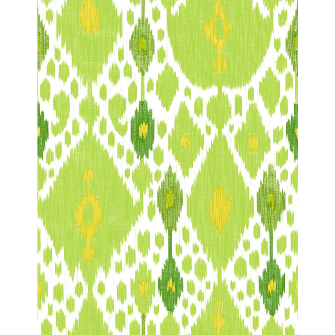 Ikat Verde by Gaston Y Daniela Designer Wallcovering GASTON LIBRERIA VINYL - 100% Italy Horizontal: 0 and Vertical: 35.4 27.5 - Swanky Fabrics -