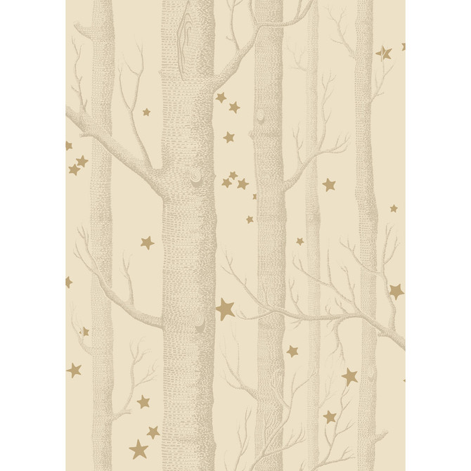 Woods & Stars Buff & Gold by Cole & Son Designer Wallcovering COLE & SON WHIMSICAL PAPER - 100% United Kingdom Horizontal: and Vertical: 28.3 20.5 - Swanky Fabrics -