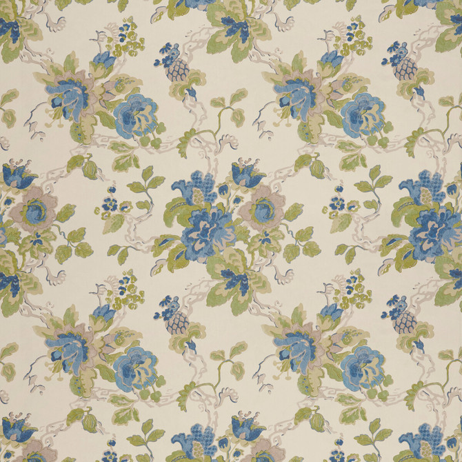 Parnham Cornflower/Lime by Lee Jofa Designer Wallcovering BLITHFIELD CELLULOSE - 100% United Kingdom - Horizontal: 25 and Vertical: 28 51.5 - Swanky Fabrics -