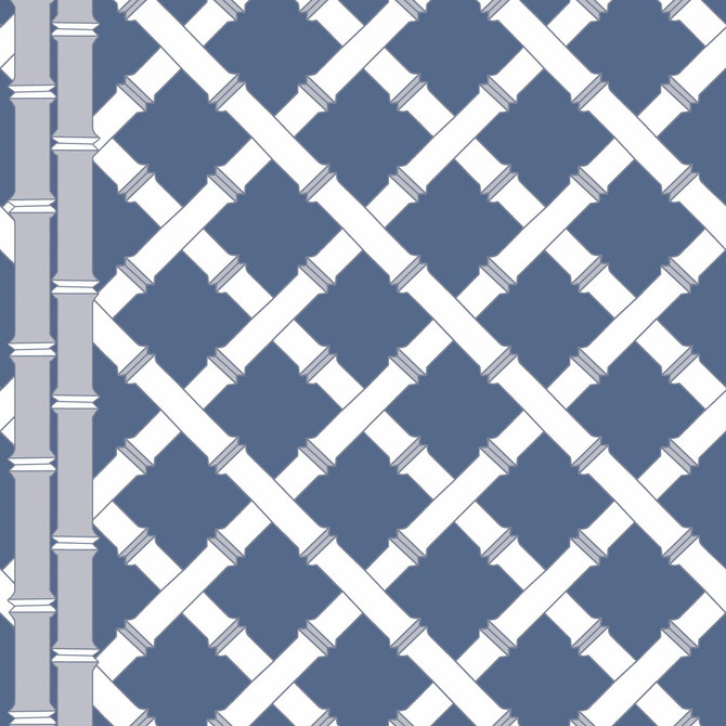 Trellis Azul/Blanco by Gaston Y Daniela Designer Wallcovering GASTON LIBRERIA PAPER - 100% Spain Horizontal: 0 and Vertical: 10.4 20.8 - Swanky Fabrics -
