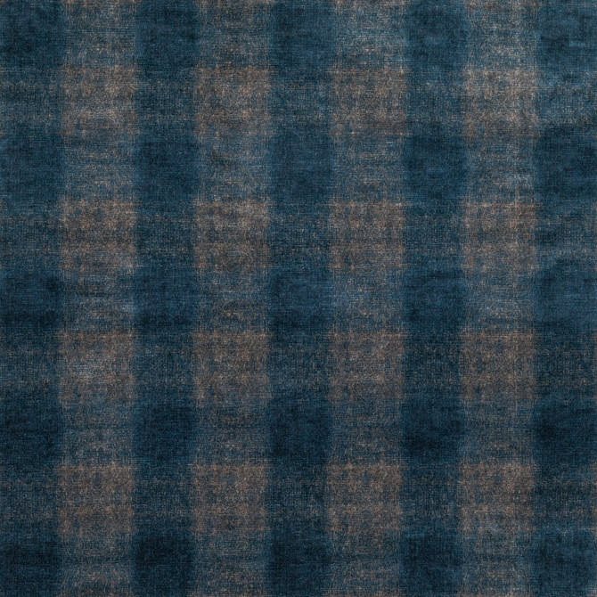 Highland Check Indigo by Mulberry Designer Fabric MODERN COUNTRY VELVETS VISCOSE - 55%;COTTON - 45% Italy HEAVY Horizontal: 6.895 and Vertical: 7.092 55.16 - Swanky Fabrics -