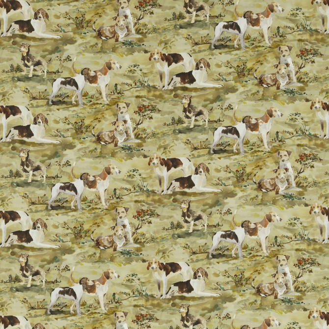 Mulberry Hounds Linen Multi by Mulberry Designer Fabric FESTIVAL LINEN - 100% Austria Horizontal: 37.036 and Vertical: 11.82 55.554 - Swanky Fabrics -