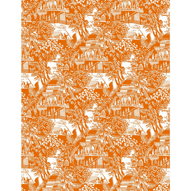 Olimpo Naranja by Gaston Y Daniela Designer Wallcovering GASTON LIBRERIA VINYL - 100% Italy Horizontal: 0 and Vertical: 17.7 27.5 - Swanky Fabrics -