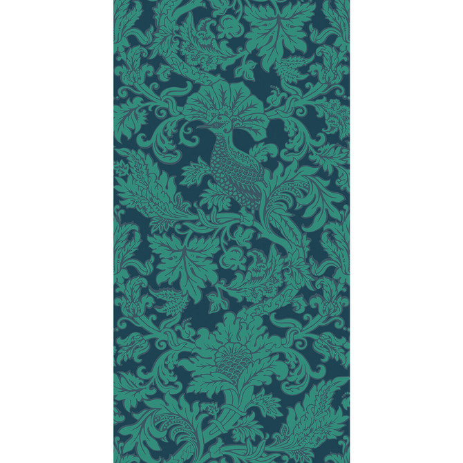 Balabina Midnight & Jade by Cole & Son Designer Wallcovering COLE & SON MARIINSKY DAMASK PAPER - 100% United Kingdom Horizontal: and Vertical: 40 20.5 - Swanky Fabrics -