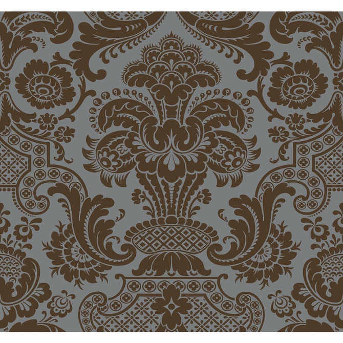 Carmen Cs Charcoal by Cole & Son Designer Wallcovering COLE & SON MARIINSKY DAMASK PAPER - 100% United Kingdom Horizontal: and Vertical: 25.25 27 - Swanky Fabrics -