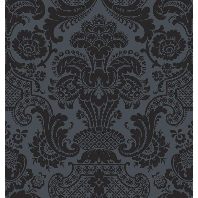 Petrouchka Charcoal by Cole & Son Designer Wallcovering COLE & SON MARIINSKY DAMASK PAPER - 100% United Kingdom Horizontal: and Vertical: 28.25 27 - Swanky Fabrics -
