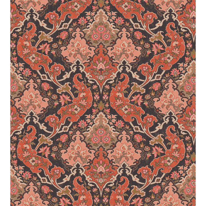 Pushkin Coral by Cole & Son Designer Wallcovering COLE & SON MARIINSKY DAMASK PAPER - 100% United Kingdom Horizontal: and Vertical: 15 27 - Swanky Fabrics -