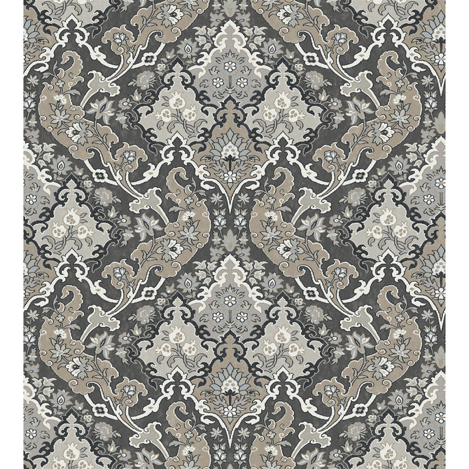 Pushkin Charcoal by Cole & Son Designer Wallcovering COLE & SON MARIINSKY DAMASK PAPER - 100% United Kingdom - Horizontal: - and Vertical: 15 27 - Swanky Fabrics -