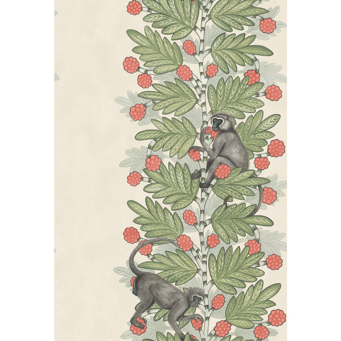 Acacia Green & Coral Berries by Cole & Son Designer Wallcovering COLE & SON ARDMORE PAPER - 100% United Kingdom Horizontal: and Vertical: 30 20.5 - Swanky Fabrics -