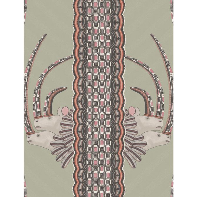 Jabu Olive & Pink by Cole & Son Designer Wallcovering COLE & SON ARDMORE PAPER - 100% United Kingdom Horizontal: and Vertical: 27 20.5 - Swanky Fabrics -