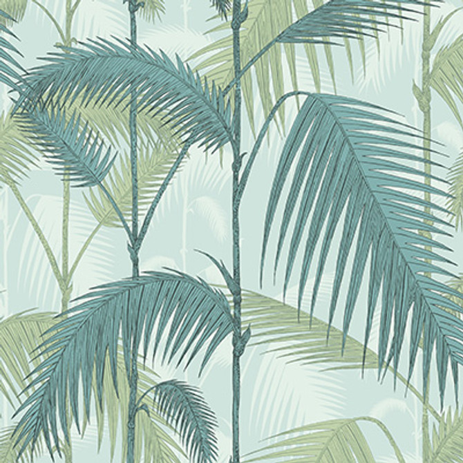 Palm Jungle Print Room Blue/Mint by Cole & Son Designer Wallcovering