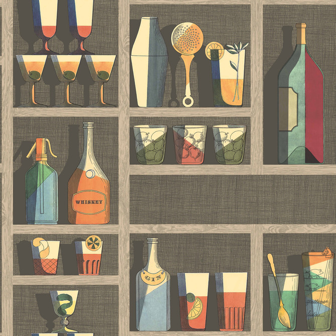 Cocktails Multi by Cole & Son Designer Wallcovering COLE & SON FORNASETTI SENZA TEMPO PAPER - 100% United Kingdom Horizontal: 27 and Vertical: 27 27 - Swanky Fabrics -