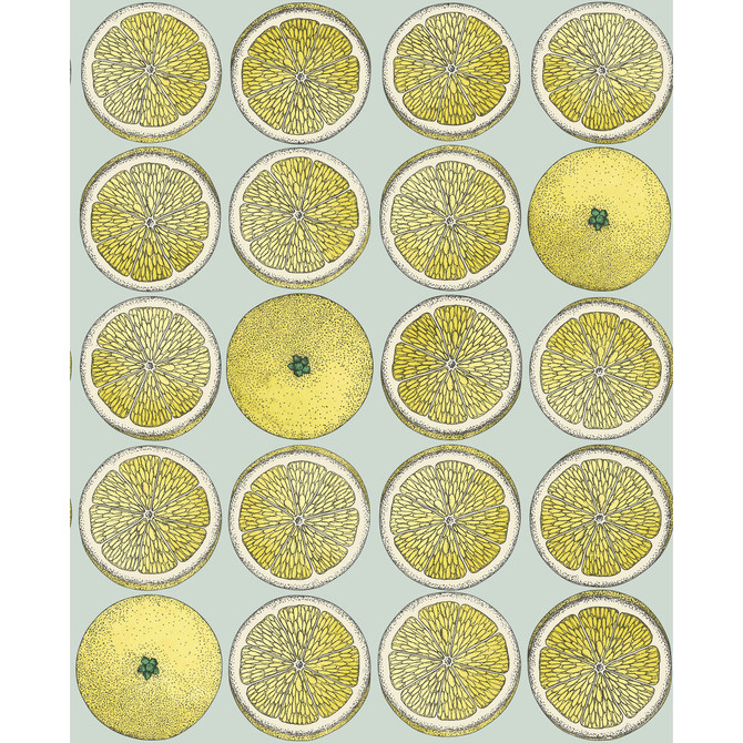 Arance Lemon/Seafoam by Cole & Son Designer Wallcovering COLE & SON FORNASETTI SENZA TEMPO PAPER - 100% United Kingdom Horizontal: 20.5 and Vertical: 25.2 20.5 - Swanky Fabrics -