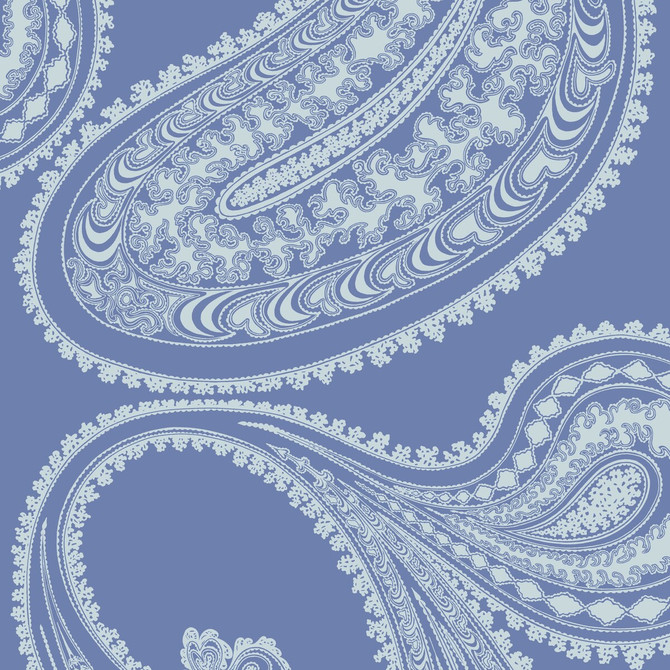 Rajapur Flock Blue/White by Cole & Son Designer Wallcovering COLE & SON ICONS PAPER - 100% United Kingdom - Horizontal: - and Vertical: 28.5 20.5 - Swanky Fabrics -