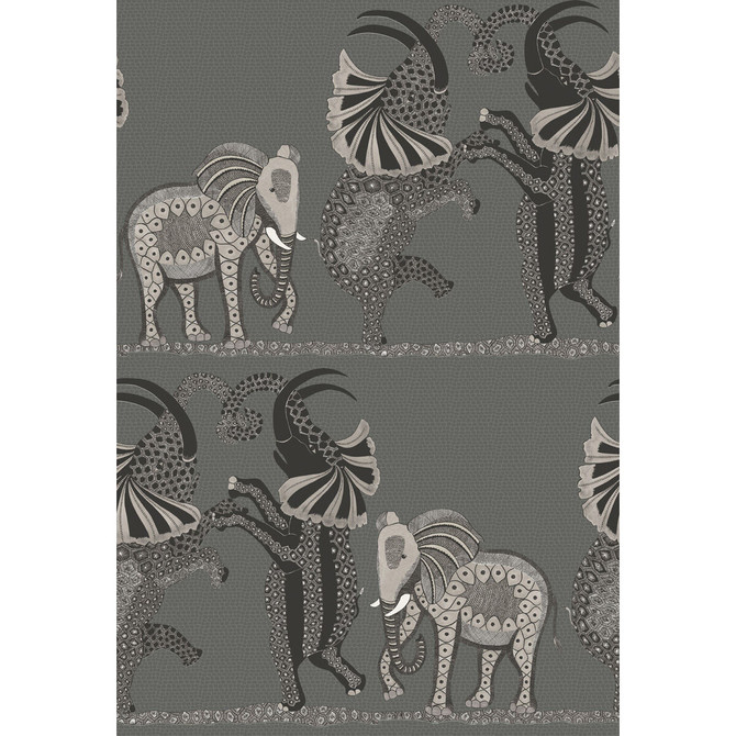 Safari Dance Charcoal Black & White by Cole & Son Designer Wallcovering COLE & SON ARDMORE PAPER - 100% United Kingdom - Horizontal: - and Vertical: 30 20.5 - Swanky Fabrics -