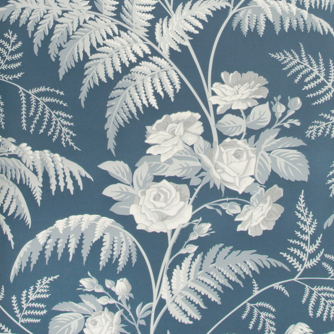 Rose White/Ice Blue/Denim by Cole & Son Designer Wallcovering COLE & SON BOTANICAL BOTANICA PAPER - 100% United Kingdom Horizontal: and Vertical: 25.2 20.5 - Swanky Fabrics -