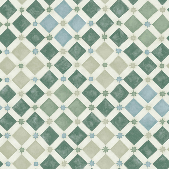 Zellige Olive & Print Room Blue by Cole & Son Designer Wallcovering COLE & SON MARTYN LAWRENCE BULLARD PAPER - 100% United Kingdom Horizontal: and Vertical: 20.5 20.5 - Swanky Fabrics -