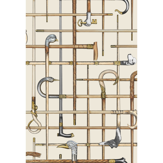 Bastoni Cream by Cole & Son Designer Wallcovering COLE & SON FORNASETTI SENZA TEMPO PAPER - 100% United Kingdom Horizontal: 20.5 and Vertical: 30 20.5 - Swanky Fabrics -