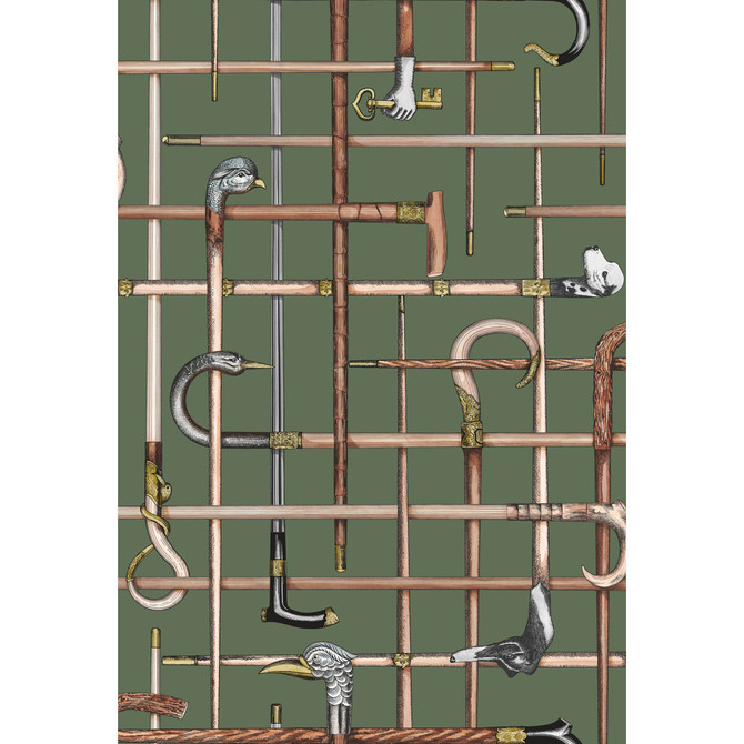 Bastoni Forest Green by Cole & Son Designer Wallcovering COLE & SON FORNASETTI SENZA TEMPO PAPER - 100% United Kingdom Horizontal: 20.5 and Vertical: 30 20.5 - Swanky Fabrics -