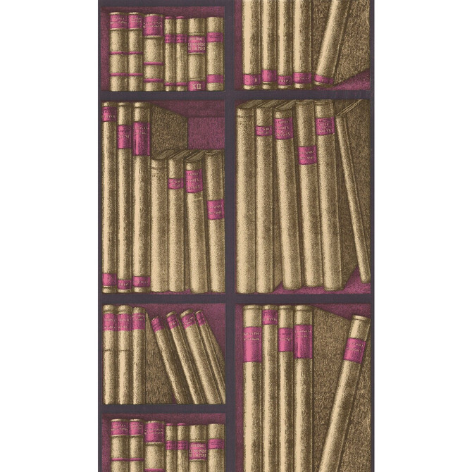 Ex Libris Gold/Magenta by Cole & Son Designer Wallcovering COLE & SON FORNASETTI SENZA TEMPO PAPER - 100% United Kingdom Horizontal: 20.5 and Vertical: 29.9 20.5 - Swanky Fabrics -