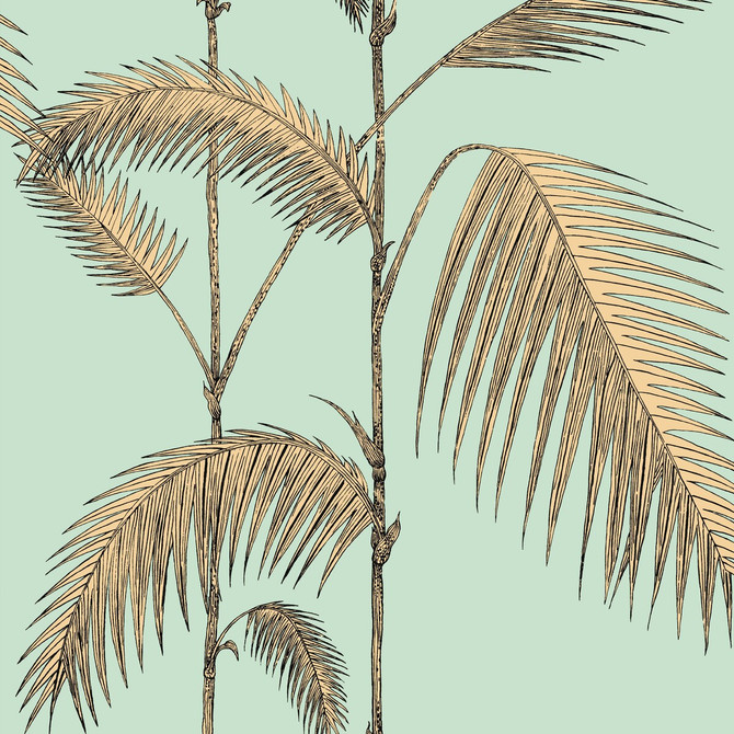Palm Leaves Mint/Yellow by Cole & Son Designer Wallcovering COLE & SON ICONS PAPER - 100% United Kingdom Horizontal: and Vertical: 28.3 20.5 - Swanky Fabrics -