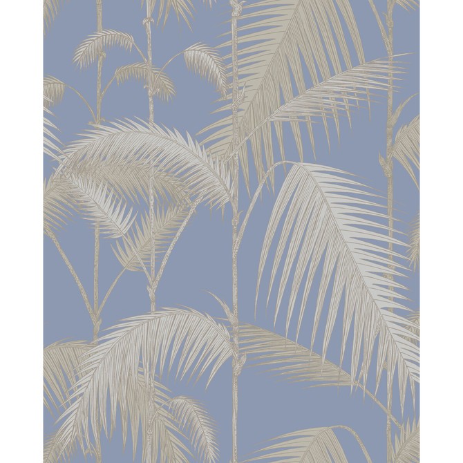 Palm Jungle Straw & Blue by Cole & Son Designer Wallcovering CONTEMPORARY RESTYLED PAPER - 100% United Kingdom - Horizontal: 20.5 and Vertical: 25 20.5 - Swanky Fabrics -