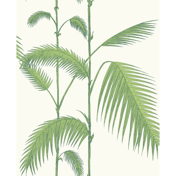 Palm Leaves Green/White by Cole & Son Designer Wallcovering CONTEMPORARY RESTYLED PAPER - 100% United Kingdom Horizontal: 20.5 and Vertical: 28.3 20.5 - Swanky Fabrics -