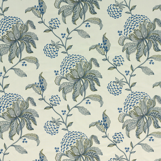 Silwood Indigo by G P & J Baker Fabric G P & J Baker Fabric Silwood IndigoFabric LARKHILL COTTON - 76%;RAYON - 21%;ZARI - 3% India </p><p>Repeat: H: 25.61, V: 14.972 51.22 - Fabric Carolina -