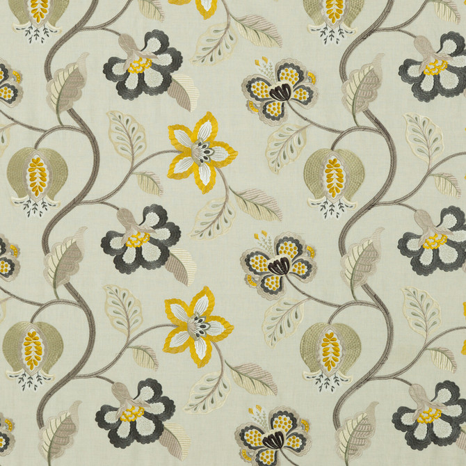 Elvaston Graphite/Citron by G P & J Baker Designer Fabric LANGDALE LINEN - 35%;VISCOSE - 35%;COTTON - 30% India Horizontal: 25.216 and Vertical: 14.972 50.432 - Swanky Fabrics -
