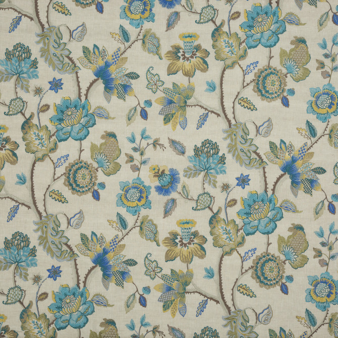 Dryden Teal/Gilt by G P & J Baker Designer Fabric COSMOPOLITAN LINEN - 54%;RAYON - 46% India Horizontal: 51.22 and Vertical: 26.004 51.22 - Swanky Fabrics -