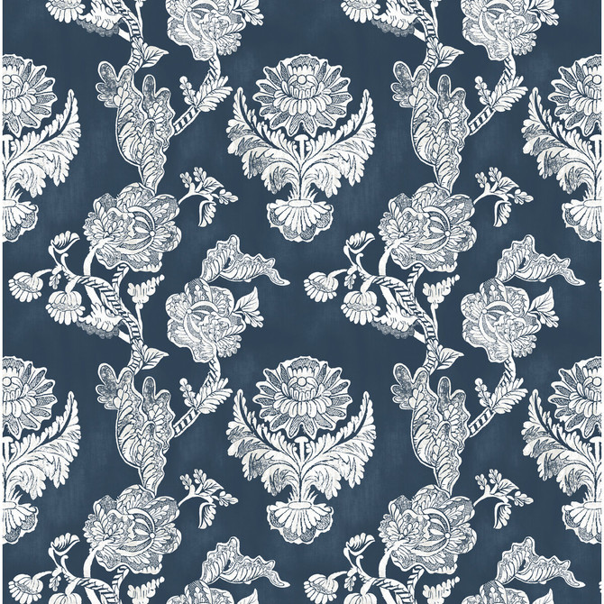 Chitina Navy by Gaston Y Daniela Designer Fabric LORENZO CASTILLO IV VISCOSE - 67%;LINEN - 33% Spain MEDIUM Horizontal: 26.87 and Vertical: 26 54 - Swanky Fabrics -